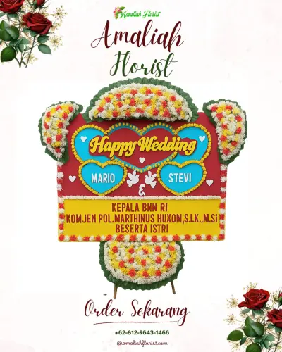 Karangan Papan Bunga Pernikahan di Parittokaya